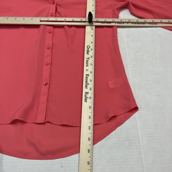 Express Portofino Top Women S Fuschia Chiffon Button Down Roll Tab Sleeve Office - Picture 5 of 9